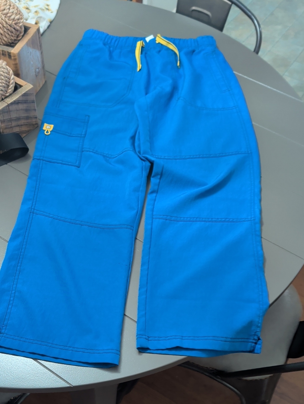 Woman's Wonderwink 4 Way Stretch Cargo Scrub Bottoms Royal Blue Sz Medium Petite